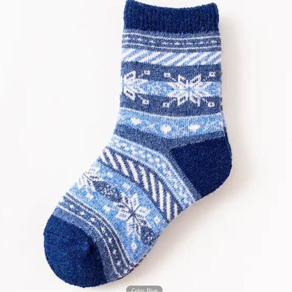 New warm winter blue jaccard boot socks kids 7-10 - Picture 1 of 6